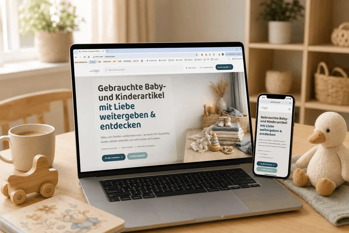 minikauz Mockup auf Laptop und Smartphone